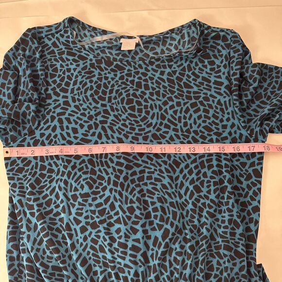 Chico's Travelers Boho Teal Black Leopard Print Dress Size 8/10 - Picture 14 of 16